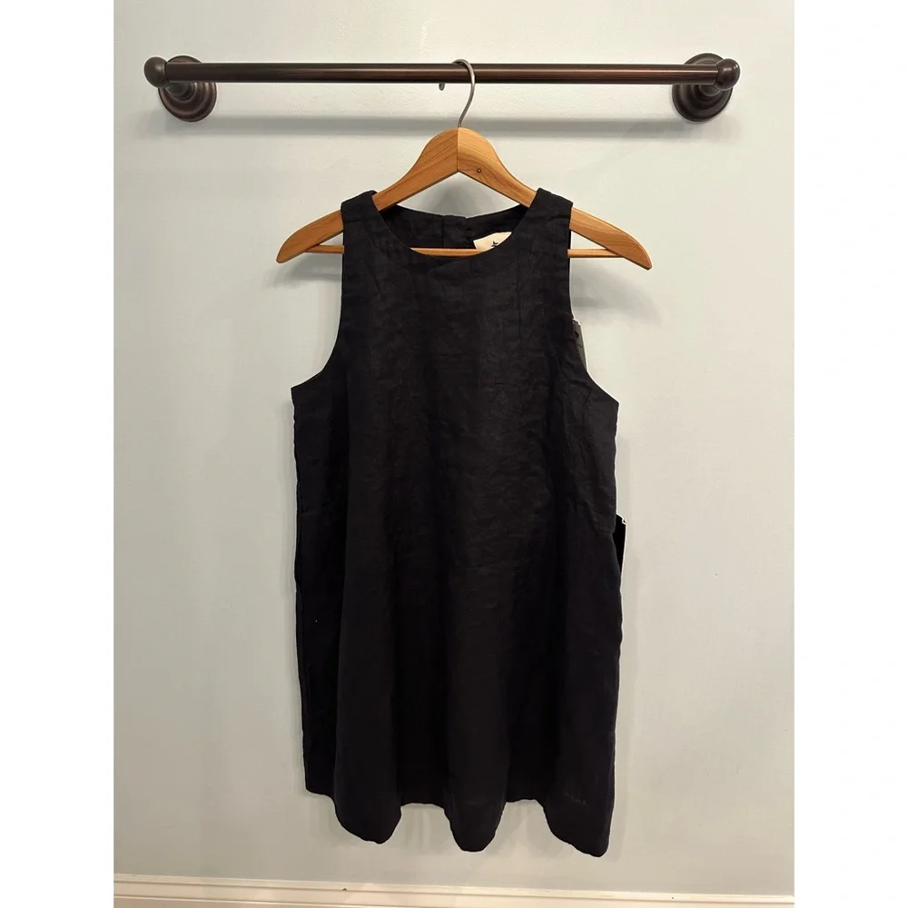 NWT TUCKERNUCK Dark Navy Linen Pauline Dress S - Picture 3 of 3